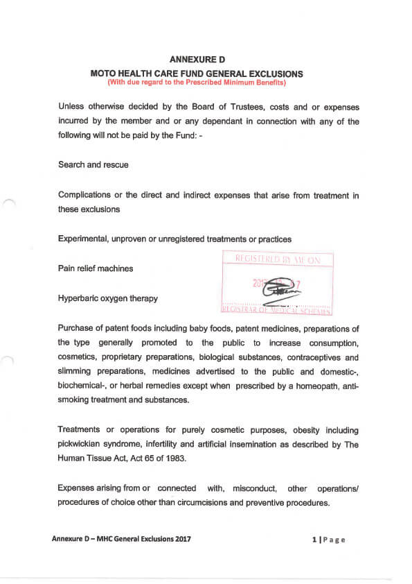 Moto Health Care Rules